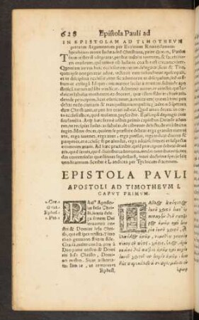 In Epistolam Ad Timotheum priorem Argumentum ...