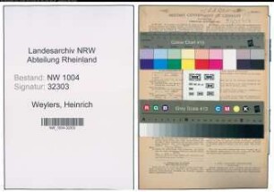 Entnazifizierung Heinrich Weylers , geb. 14.09.1903 (Fahrer)