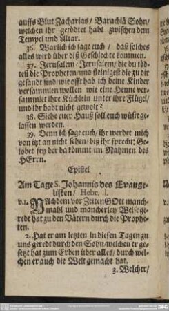 Am Tage S. Johannis des Evangelisten
