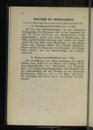 Uebersicht der Kirchenmusiken