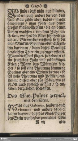 Das Glas-Pulver zermalmet den Stein