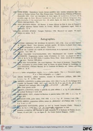 Autographes (Nr. 1329-1438)