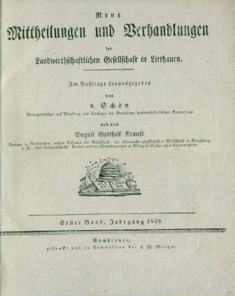 5.1830,1-4: Landwirthschaftliche Mittheilungen