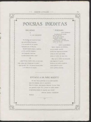 Poesías inéditas : Baladas [y] Poesías [y] Epitafio a un niño muerto