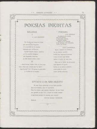 Poesías inéditas : Baladas [y] Poesías [y] Epitafio a un niño muerto