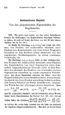 Sechszehntes Kapitel. Von den projectivischen Eigenschaften der Kegelschnitte.