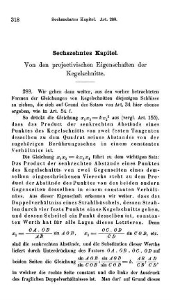 Sechszehntes Kapitel. Von den projectivischen Eigenschaften der Kegelschnitte.