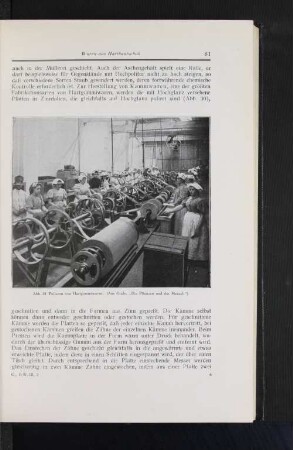 Abb. 30 Polieren von Hartgummiwaren. (Aus Grafe, "Die Pflanzen und der Mensch")