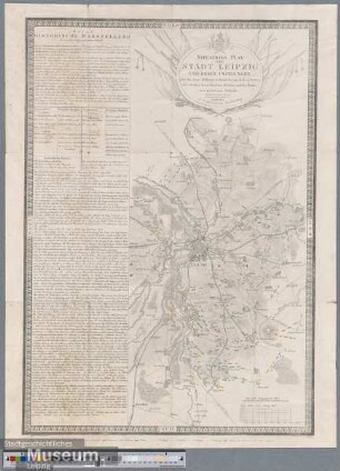 Situations Plan der Stadt Leipzig und deren Umgebungen nebst den Armee Stellungen während der am 16 bis 19 October 1813 zwischen den verbündeten Mächten und den Franzosen gelieferten Schlacht.