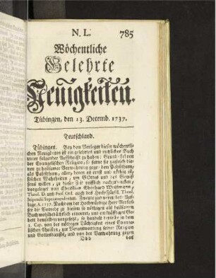 N. L. Tübingen, den 13. Decemb. 1737