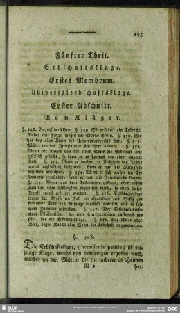 Fünfter Theil. Erbschaftsklage