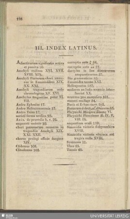III. Index latinus