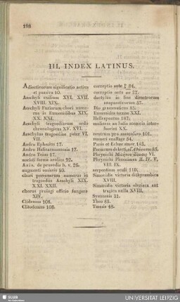 III. Index latinus