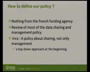 INRA Institutional Data Policy: Data Sharing and Data Management