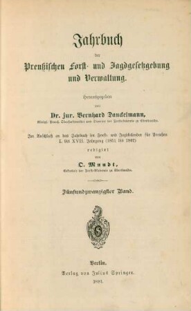 25.1893: Jahrbuch der preussischen Forst- und Jagdgesetzgebung und -VerwaltungJahrbuch der preussischen Forst- und Jagdgesetzgebung und -Verwaltung