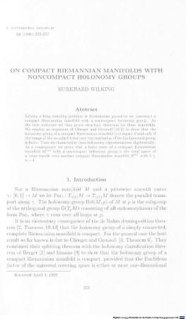 On compact Riemannian manifolds with noncompact holonomy groups