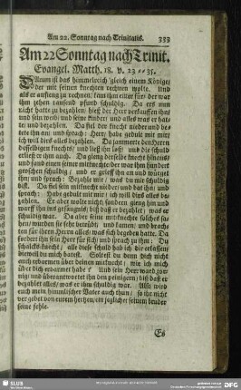 Am 22 Sonntag nach Trinit. Evangel. Matth. 18. v. 23-35.