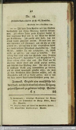 Nr. 18. Fräulein Rudenschöld an G. M. Armfeldt. Stockholm den 22sten März 1793