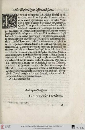 Molto Illustre Signor Osseruandissimo