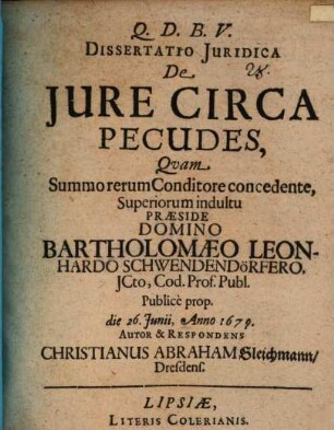 Diss. ... de iure circa pecudes