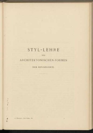 Styl-Lehre der architektonischen Formen der Renaissance.