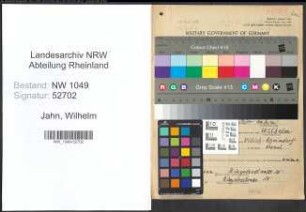 Entnazifizierung Wilhelm Jahn , geb. 31.08.1908 (Schlosser)