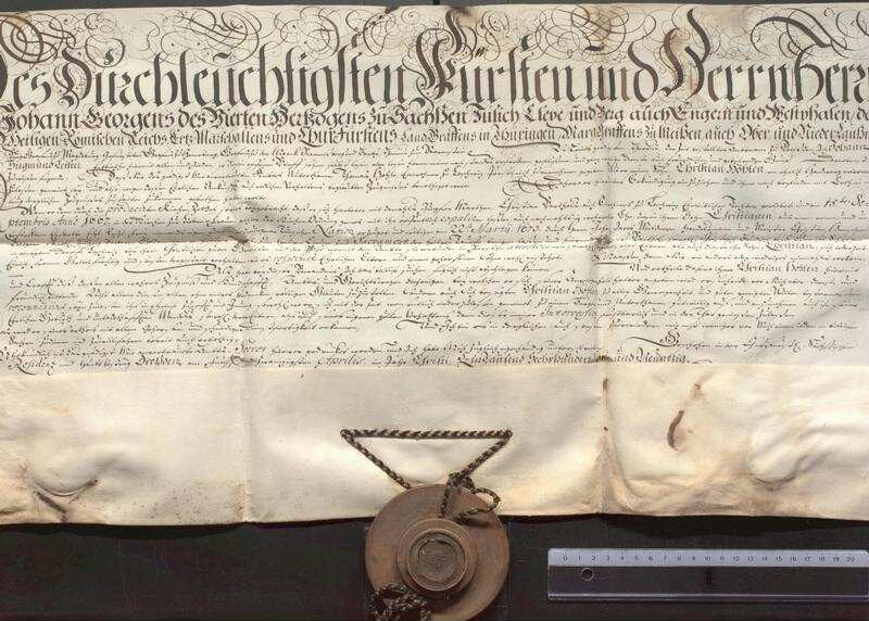 Johann Siegmund Leister, Amtmann zu Dresden, bescheinigt die eheliche Geburt des Christian Höhle. | Digitalisierung: Stadtarchiv Bautzen
