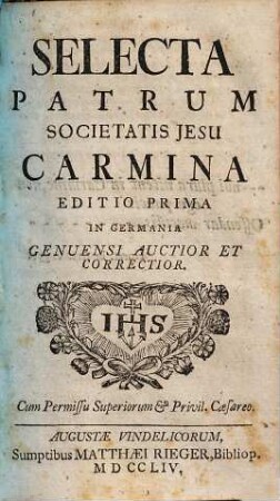 Selecta patrum societatis Iesu carmina