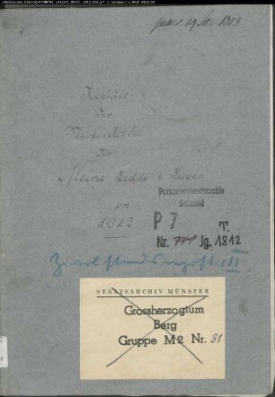 Zivilstandsregister der Mairie Ledde (Todesfälle 1812). (Gemeinde: Ledde, Kreis Tecklenburg)