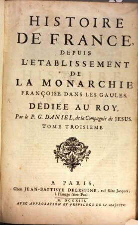 Histoire De France, Depuis L'Etablissement De La Monarchie Françoise dans Les Gaules, 3