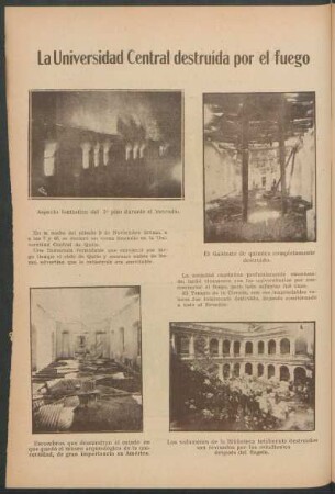 La Universidad Central destruída por el fuego [Fotografías]