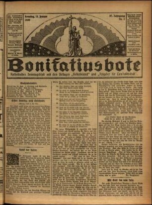 Ausgabe vom Sonntag, den 11. Januar 1920.