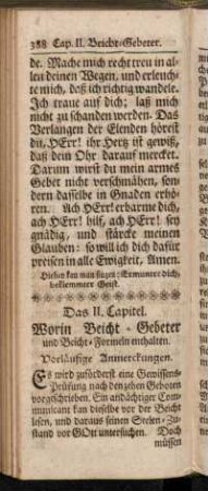Das II. Capitel. Worin Beicht-Gebeter und Beicht-Formeln enthalten.
