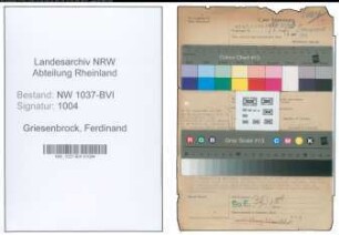 Entnazifizierung Ferdinand Griesenbrock , geb. 03.04.1910 (Spediteur)