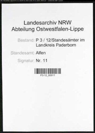 Sterberegister Standesamt Alfen