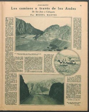 Los caminos a través de los Andes : De San Juan a Calingasta