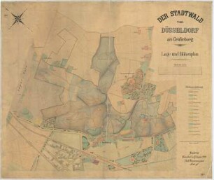 Der Stadtwald von Düsseldorf am Grafenberg. Lage- und Höhenplan