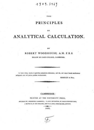 The Principles of Analytical Calculation
