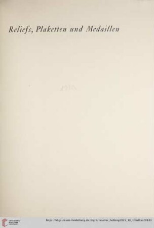 Reliefs, Plaketten und Medaillen (Nr. 104-124)