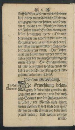 Von der Erwehlung.