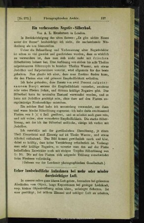 Ein verbessertes Negativ-Silberbad