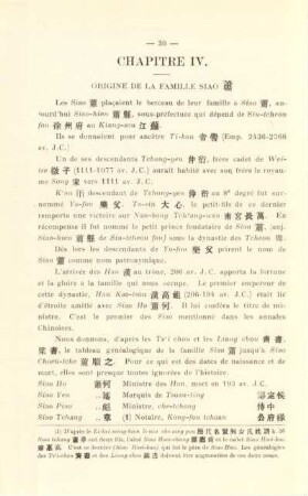 Chapitre IV. Origine de la famille Siao ...