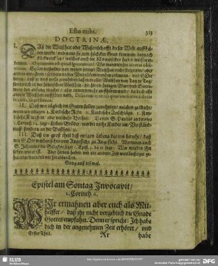 Epistel am Sontag Invocavit, 2. Cornth. 6.