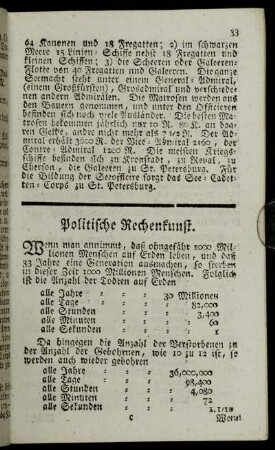 Politische Rechenkunst.