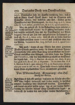 Von Widermachung / Erneuerung / oder Besserung der Gebäu