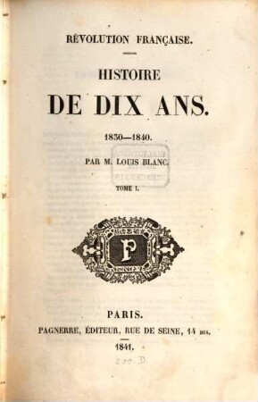 Histoire de dix ans : 1830 - 1840, 1