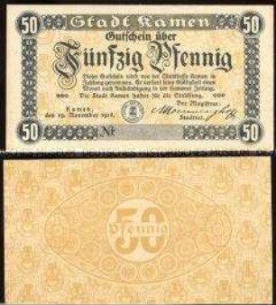 Kamen, Notgeld, 50 Pfennig