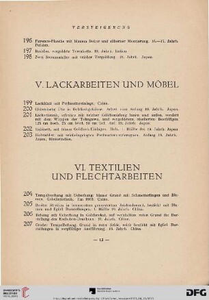 V. Lackarbeiten und Möbel (Nr. 199-203)