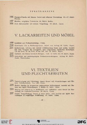 V. Lackarbeiten und Möbel (Nr. 199-203)