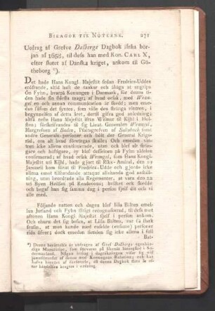 Utdrag af Grefve Dalbergs Dagbok ifrån början af 1658, til dess han med Kon. Carl X, efter slutet af Danska kriget, ankom til Götheborg.